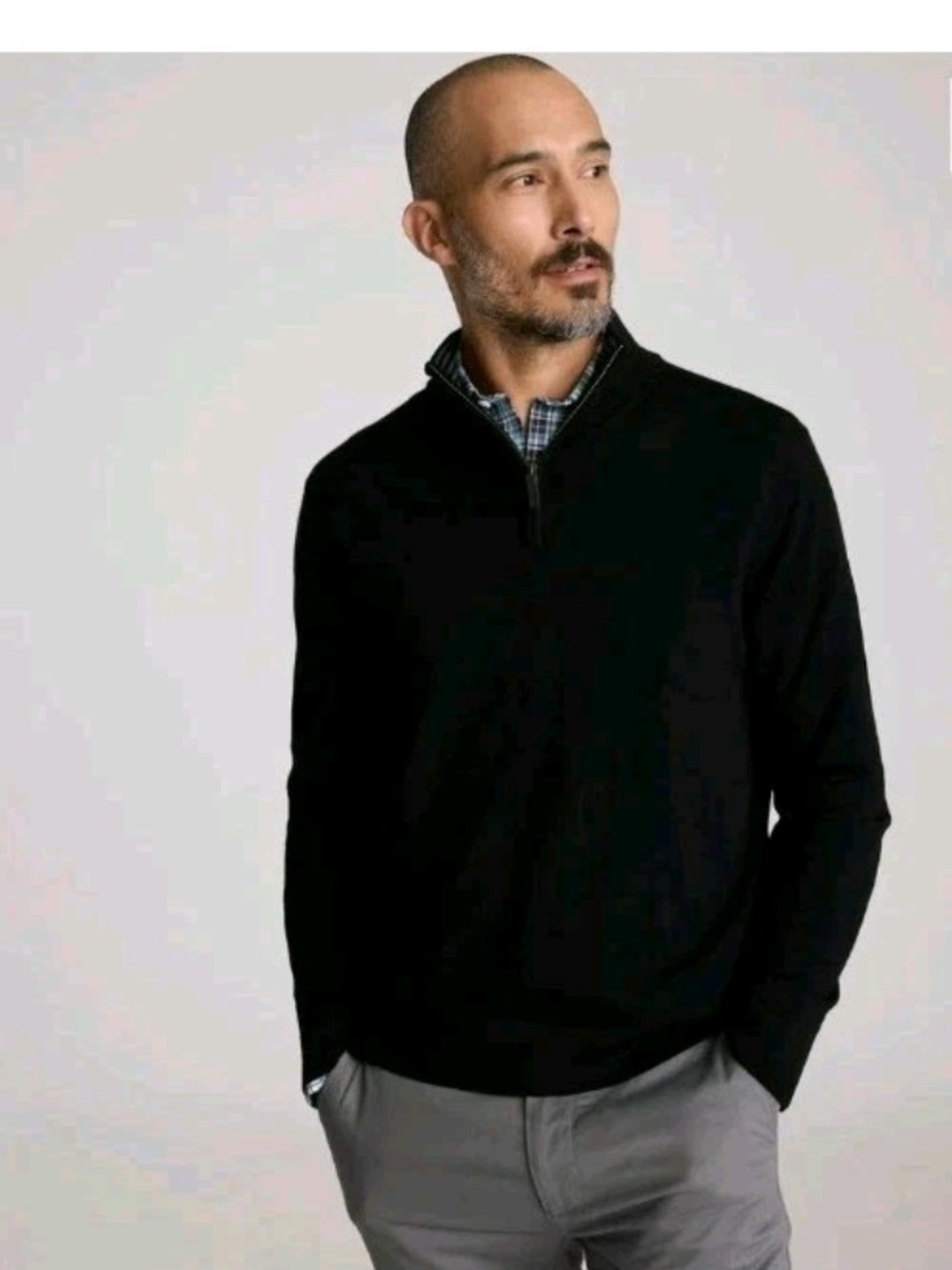 GUC Men’s UNTUCKit Belguardo 1/4 Zip Sweater 100% Fine Merino Wool Black SZ L